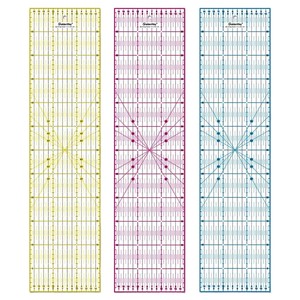 Set di <span class=keywords><strong>3</strong></span> Righelli in Plastica per Quilting, Bicolore con Griglia, 15x30cm, Strumento di Misurazione di Precisione per Cucito, Taglio Tessuti Fai-da-Te - Product Image 1