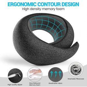 Hot Selling U-Shaped Travel Pillow Cooling <b>Memory</b> <b>Foam</b> Cotton Polyester Wearable Airplane Folding Support Logo Eye Mask Online - Product Image 2