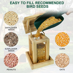 モダン大容量耐候性簡単充填クリーンデザインスタイリッシュな家の木製バードフィーダー庭の装飾用バードウォッチング - Product Image 5