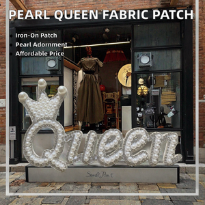 Parche de tela decorativa clásica con diamantes y perlas, estilo de chenilla con cuentas de resina, parche decorativo de Reina cosida DIY - Product Image 2