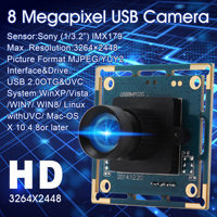Cámara Web USB HD de Alta Resolución con Sensor Sony de 8 Megapíxeles, Mjpeg YUY2, con Cable USB, Cámara Sony IMX179 de 8MP