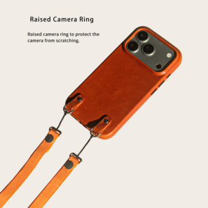 Funda de cuero encerado para <span class=keywords><strong>iPhone</strong></span> 17 Pro con cordón, cubierta de cuero encerado a prueba de golpes, funda trasera para teléfono al por mayor - Product Image 4