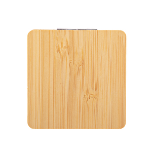 กระจกพกพาขนาด 60x60 มม. ทรงสี่เหลี่ยม ผลิตจากไม้ไผ่ธรรมชาติ เป็นมิตรต่อสิ่งแวดล้อม กรอบโลหะสีเงิน กระจกสองด้านแบบ HD สำหรับแต่งหน้า - Product Image 5