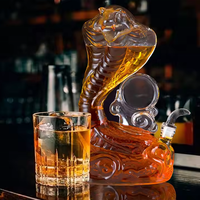 Borosilicate fait à la main 1000ml verre clair créatif Animal bouteille de vin verre roi Cobra zodiaque serpent carafe bouteille