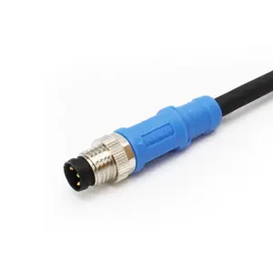 供应商防水直直角公母高性能电缆m8 A代码3 4pin PUR电缆连接器，带1m线