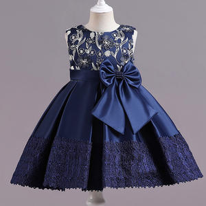 ชุดเดรสออกงานสำหรับเด็กผู้หญิง ชุดเดรสเจ้าหญิง ปักลายโบว์ใหญ่ ผ้าซาตินปักลาย ชุดเดรสสำหรับงานปาร์ตี้คริสต์มาส - Product Image 2