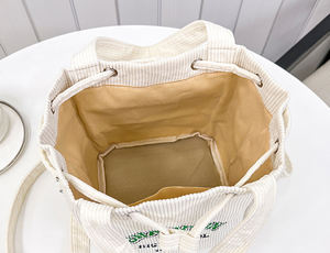 Sac seau à cordon en velours côtelé de taille moyenne, style Harajuku Academia, vintage, <span class=keywords><strong>pochette</strong></span> pour <span class=keywords><strong>smartphone</strong></span>, sac <span class=keywords><strong>bandoulière</strong></span>, sac à <span class=keywords><strong>bandoulière</strong></span> latéral - Product Image 3