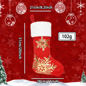 NOUVEAU Chaussettes de décoration d'arbre de Noël 25*18cm avec flocon de neige doré Cadeau de Noël - Product Image 1