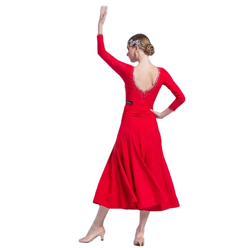 red ballroom dance dress M799 Red Latin Dance Costume for sale