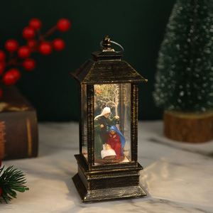 Lanterne de Noël à LED chauffée par piles, en plastique rempli d'eau, lumière chaude, motif bonhomme de neige imprimé, pour la maison - Product Image 2