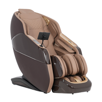 Fauteuil de massage corporel OYEAL moderne à gravité zéro 4D SL Track avec pression d'air, shiatsu, chauffage électrique, cuir PU marron, contrôle de la minuterie
