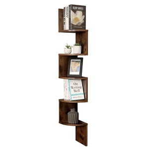 Estantería de esquina de madera de 5 niveles, estante de pared flotante con diseño en Zigzag - Product Image 1