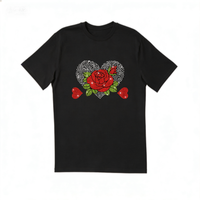 Transferts thermocollants personnalisés en strass Bling Love Rose pour T-shirt
