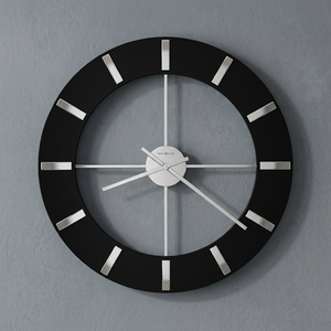 Bernardi Moller Minimalistische Wanduhr aus schwarzem Metall, rund, übergroß, Quarz, analog - Product Image 1