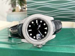 Reloj Mecánico Automático de Lujo Personalizado de Alta Calidad para Hombre, Resistente al Agua, con Esfera Negra de Diamante Moissanite Tipo Platino - Product Image 4