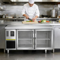 Table de préparation réfrigérée commerciale de 1,5 m de large, refroidie par air, avec vitrine en verre, en acier inoxydable