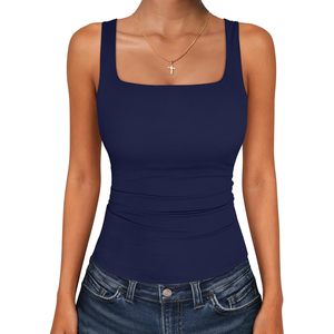 FOXA Women's <b>Tank</b> <b>Top</b> <b>Square</b> <b>Neck</b> Sleeveless Spandex Cotton Breathable Workout Basic Tight Fit Summer <b>Top</b> - Product Image 1