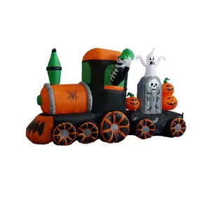 Halloween 210cm Inflatable Halloween Train With White Ghost For Halloween Decoration Outdoor Decorative Garden