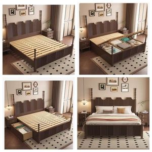 French Retro Wooden Bed <b>Poster</b> Hand Carved Double Size Bedroom Furniture - Product Image 3