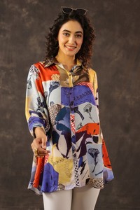 Camicia di Lusso da Donna con Motivi Misti, Design Elegante, Abbottonata, Tunica Casual, Collezione Boutique, Top di Moda Contemporanea - Product Image 5
