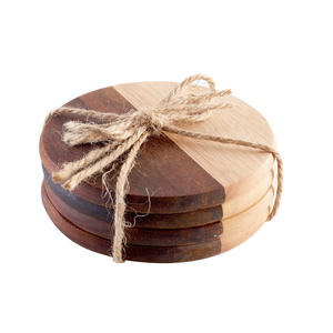 Jeu de sous-verres personnalisés en bois d'acacia et en noyer noir, quatre pièces, tapis de tasse à isolation thermique carré avec gravure laser - Product Image 6