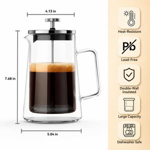 Cafetière à piston en acier inoxydable classique moderne avec verre borosilicate - Product Image 6