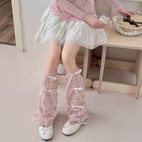 Guêtres d'été respirantes fines à nœud papillon, style Lolita, évasées, larges, mi-mollet, noires, pour femme