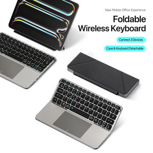 Étui Clavier Pliable 2-en-1 en Cuir avec Support et Pavé Tactile, Clavier <span class=keywords><strong>Externe</strong></span> pour iPad et Tablettes Android – Vente en Gros - Product Image 4
