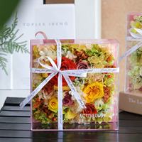Geconserveerde roos cadeaudoos vierkante acryl doos eeuwige bloem voor Valentijnsdag bruiloft vriendin cadeau