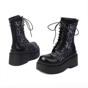 Botines de Mujer 2026, Diseño Clásico con Parches, Punta Redonda, Plataforma, Bloques de Color, Estilo Romano, Cierre Trasero con Cremallera, Malla Transpirable - Product Image 1