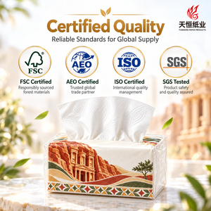 Boîte de mouchoirs classiques <span class=keywords><strong>Jordan</strong></span> Petra Rose Red Rock Print, mouchoirs doux blancs pour restaurant, vente en gros - Product Image 4