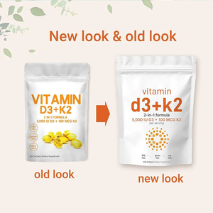 Meilleure vente de supplément en capsule molle combinée de vitamine D3 K2 deux en un pour la santé cardiovasculaire de l'adulte-Vitamines D et K2 - Product Image 2