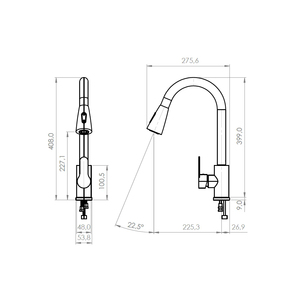 Grifo de Cocina con Doble Salida para <span class=keywords><strong>Lavavajillas</strong></span>, Mezclador Negro de una Sola Palanca 3 en 1 - Product Image 4