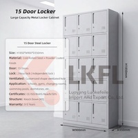 15 Portes Métal Casier Dortoir Travailleur École Adulte Stockage Bureau Combinaison Clé Personnel Employé En Gros Équipé