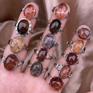 Natural Phantom <strong>Quartz</strong> Adjustable Ring with Alloy Setting - Unique Crystal Jewelry for Women Men Fashion <strong>Party</strong> Daily Wear - Product Image 5