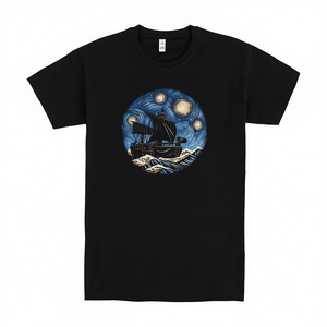 Camiseta A Starry Expedition Negra con Cuello Redondo para Hombre, Unisex, Ropa Promocional - Product Image 2