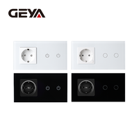 Prises et interrupteurs électriques européens GEYA, prise intelligente pour la maison, interrupteur tactile 2 gang 1 voie, panneau en verre, prise murale étanche IP22