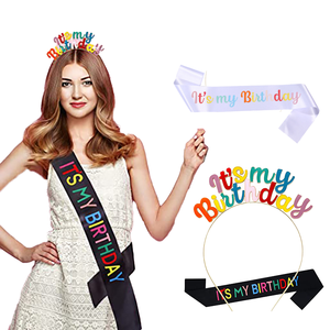 Diadème de fête d'anniversaire personnalisé Hory pour fille, bandeau, accessoire de cheveux, alliage de zinc durable, polyester, ceinture « C'est mon anniversaire » - Product Image 1
