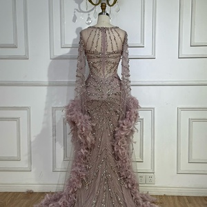 Serene Hill LA72708A Abito da Sera Rosso con Scollo Rotondo, Sirena e Perline, Maniche a Volant, <span class=keywords><strong>Vestito</strong></span> Formale da Festa per <span class=keywords><strong>Donna</strong></span> - Product Image 5