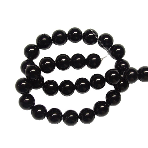 Wholesale Natural Black Onyx Agate Beads Smooth Ball Loose Jewelry