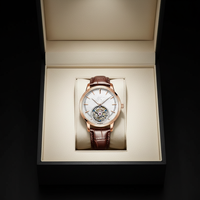 Montre automatique de luxe pour homme à cadran squelette tourbillon, bracelet en cuir 20 mm, marque privée, Hangzhou Daily