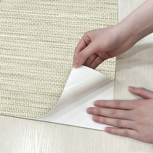 Papier peint auto-adhésif personnalisé à rayures et carreaux texturé lin pour murs d'accentuation de cuisine, salle de sport, salon - Décoller et coller - Product Image 3