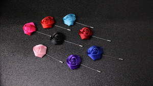 Broches de tela de seda coreanos coloridos para hombre, broche de solapa de flor para trajes de hombre, broche de rosa - Product Image 4