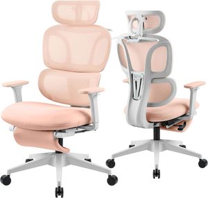 High Back Mesh Ergonomic Office Chair, Reclining <b>Desk</b> Chair with Footrest, Coat Hanger, Lumbar Support & Sponge Seat - Product Image 1