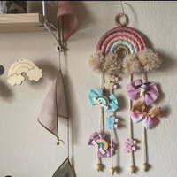 100% fait à la main coton macramé tenture bohème arc forme Art avec gland pour décor de maison Installation auto-adhésive