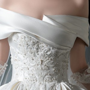 <span class=keywords><strong>Robe</strong></span> <span class=keywords><strong>de</strong></span> bal longue élégante et moderne en satin brillant, brodée à la main avec des perles et des dentelles, couleur ivoire, collection 2026 - Product Image 4