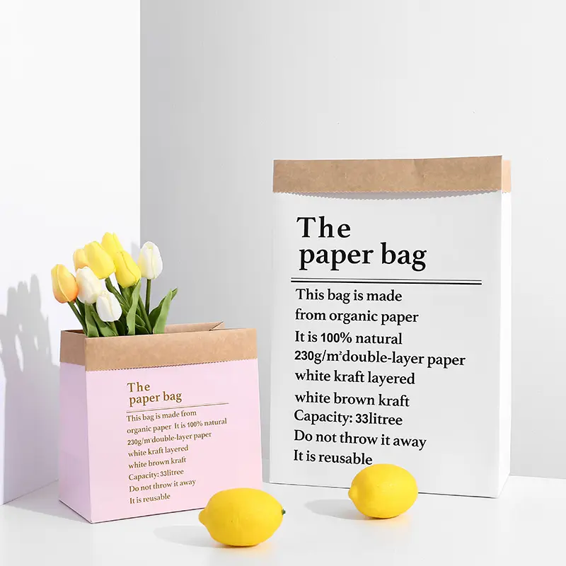 Toptan buket ambalaj poşetleri özelleştirilmiş kağıt torba çiçek aranjmanları için