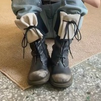 Nouvelle collection Printemps/Été 2026 : Bottes vintage à lacets, design de niche, pliables, à ouverture large, pour mollets moyens et larges, patchwork