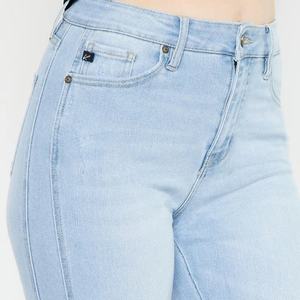 Nueva Llegada, Jeans de Mujer con Logo Personalizado, Corte Alto y Ajustado, Lavado Claro - Product Image 5