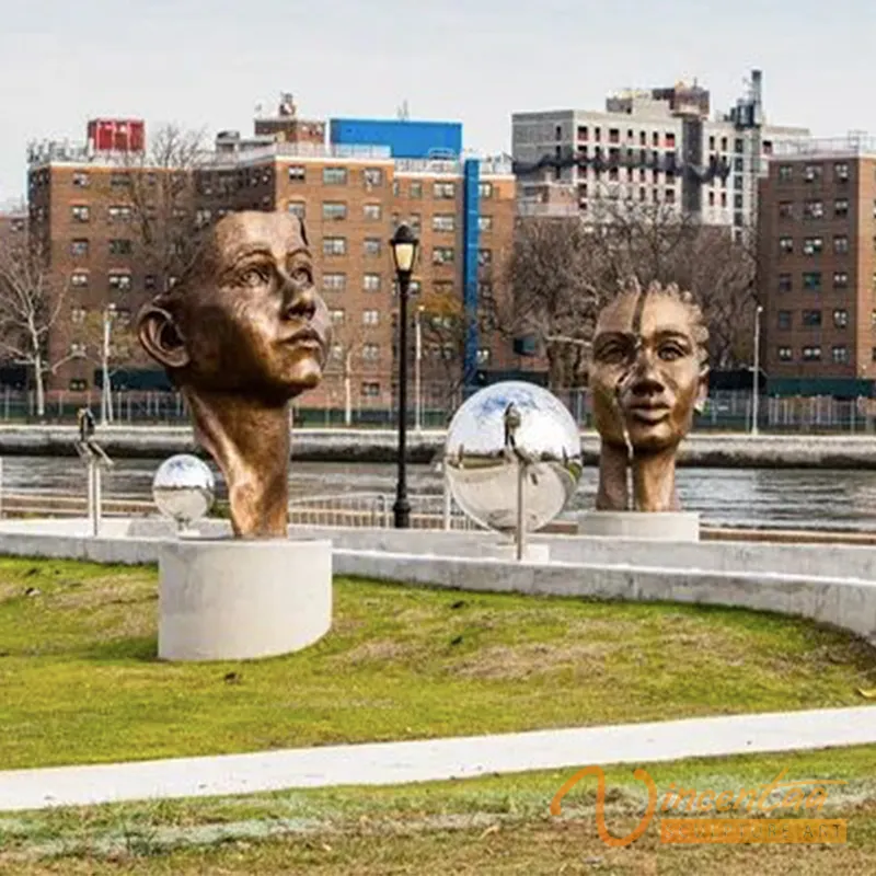 Vincentaa – Sculpture de visage humain abstrait en Bronze métallique, Art moderne, décoration extérieure, Art d'installation
